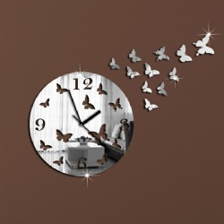 11 Butterflies Sculpture Art Modern Luxury Design DIY Creative Mirror Effect Wall Clock