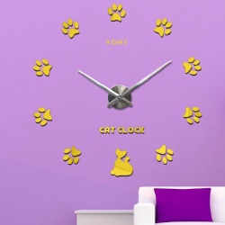 Home Letters Cat Claw 3D Large Wall Clock