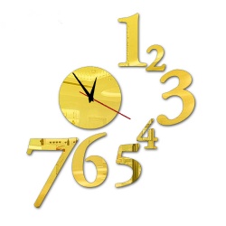 Modern design removable mirror sticker clock, kids room wall decor clock