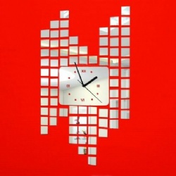 Craft Gift DIY Wall Clock Home Decoration Wall Sticker Clock Art 3D Mirror