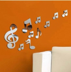 Romantic Music Note Crystal Reflective DIY Mirror Effect 3D Wall Stickers Home Decoration Acrylic Mural Wall Sticker