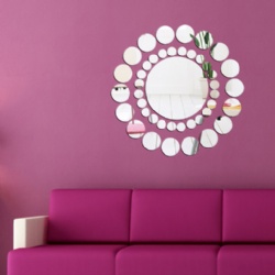 Rounds DIY Frame Crystal Reflective Mirror Effect 3D Promotion Wall Stickers