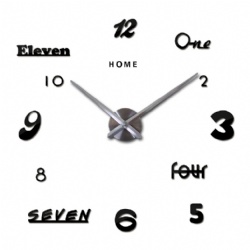 Quartz Diy Retro Self-adhensive Sticker Mute Living Room Decor Wall Clock