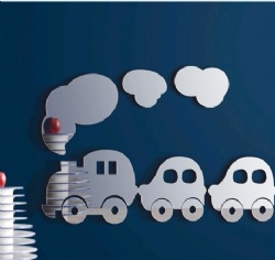 MINI Trains DIY Mirror Wall Decor Stickers for Kids Room