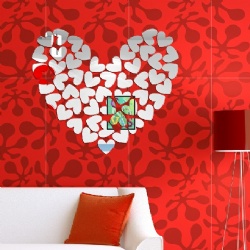 DIY Love Hearts Shape Mirror Acrylic Wall Stickers