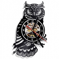 Hollow Owl Design Black CD Wall Clocks For Living Room