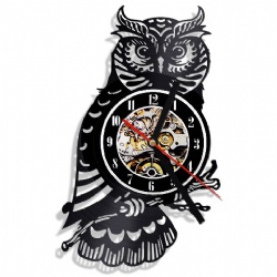 Hollow Owl Design Black CD Wall Clocks For Living Room