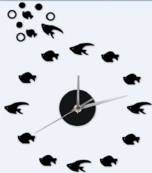 Small Fish Bubbles Acrylic Mute Quartz DIY Wall Clock