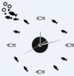 Cute Small Fishes Nursery Room Home Decor 3D DIY Wall Clock