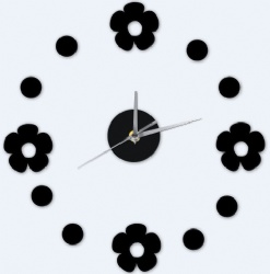 Home Decor 3D Quartz Flower Dot DIY Self-adhensive Wall Sticker Clock