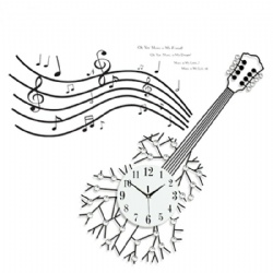 Creative guitar wall clock Iron living room clock