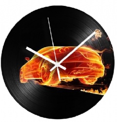 Fire Car Vintage Vinyl Record Wall Clock